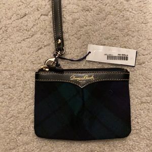 New with tags Dooney and Bourke dark grey and black plaid wristlet